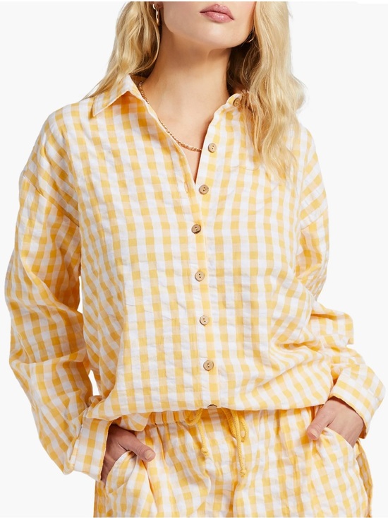 Billabong Tops - Billabong x Sun Chasers Oversized Button Up Gingham Checked Shirt